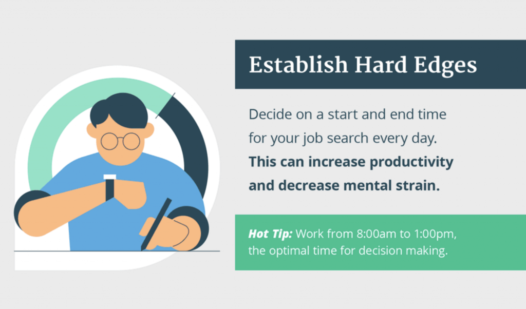 Decide on a start and end time for your job search to decrease decision fatigue