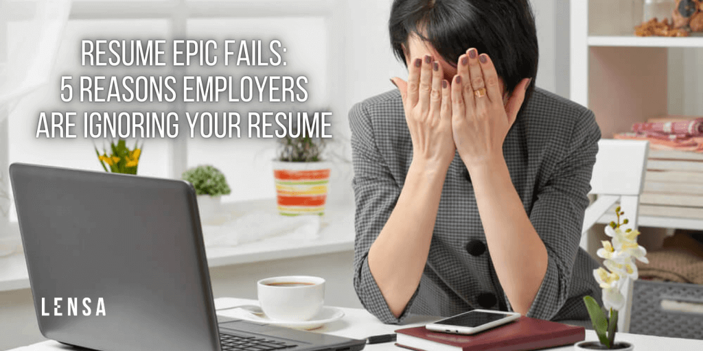 Frustrated jobseeker with her head in hands after sending out her resume and cover letter but not getting hired for the job