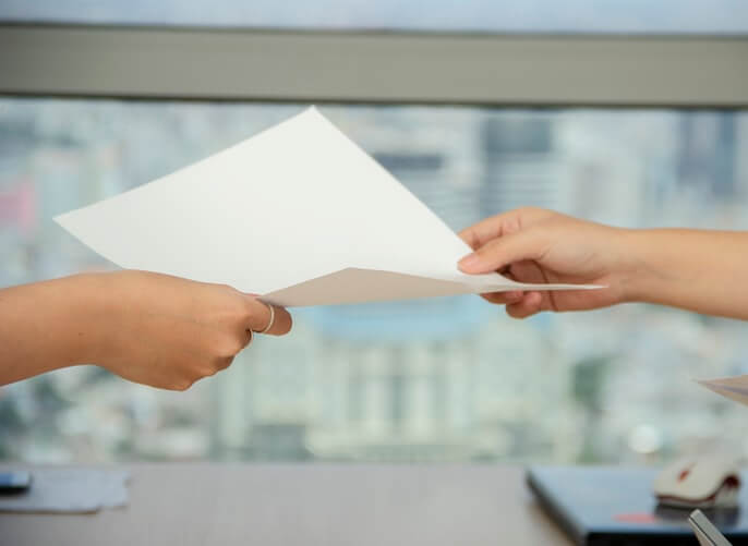 handing resignation letter